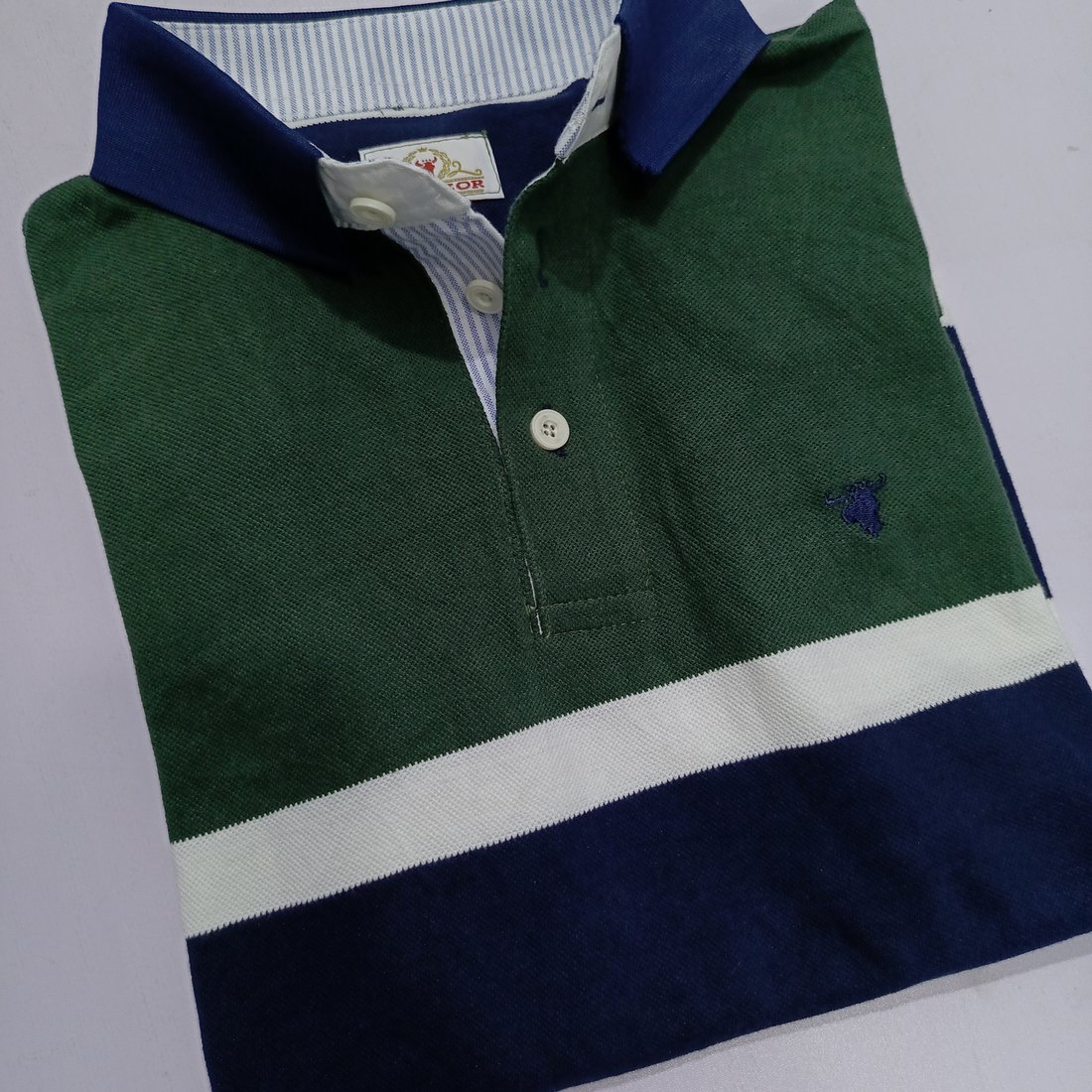 Green & Navy blue bold stripe