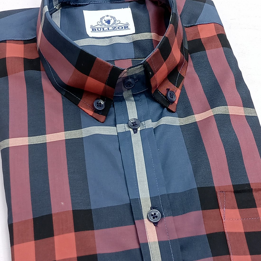 Ox Blood & Blue Check