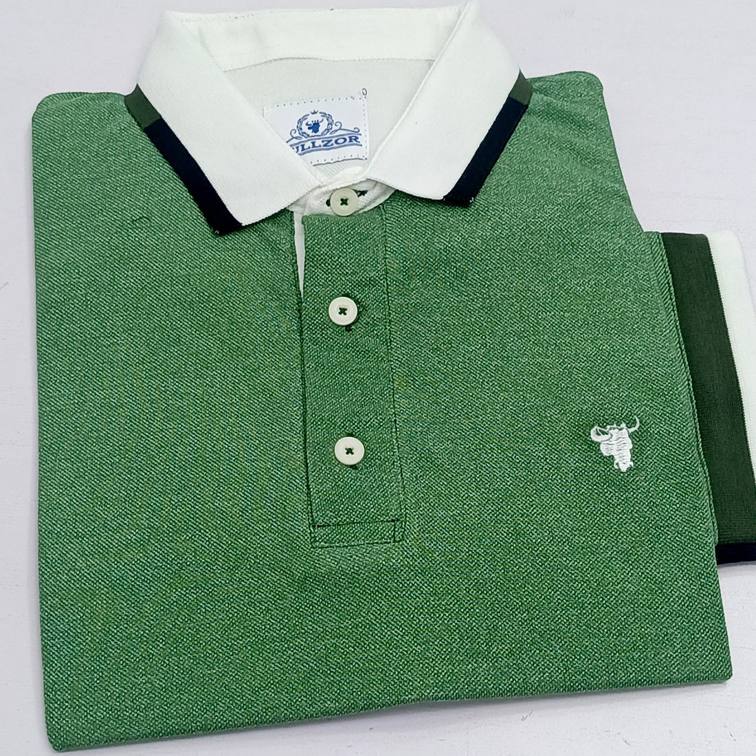Green Polo with White Collar