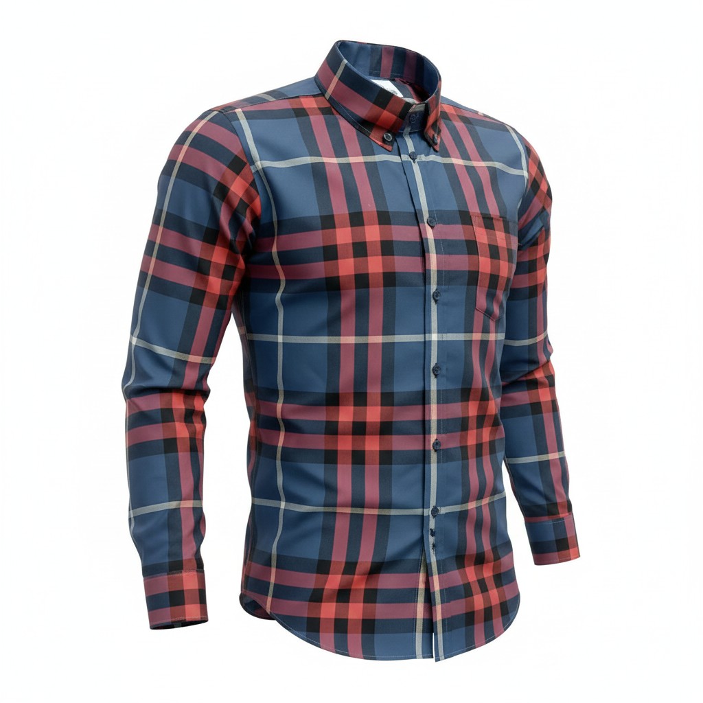 Ox Blood & Blue Check image 1