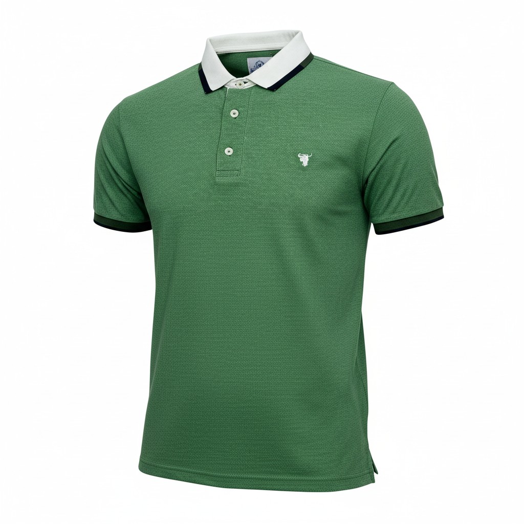 Green Polo with White Collar image 1